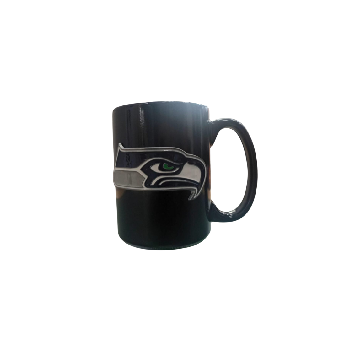 METAL EMBLEM LOGO CERAMIC MUG NFL SEAHAWKS 15OZ TEAM COLOR