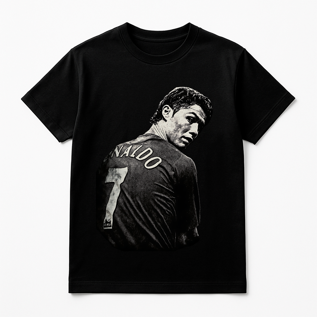 Halftone Lab - Manchester United Cristiano Ronaldo MON017 - Black Tee