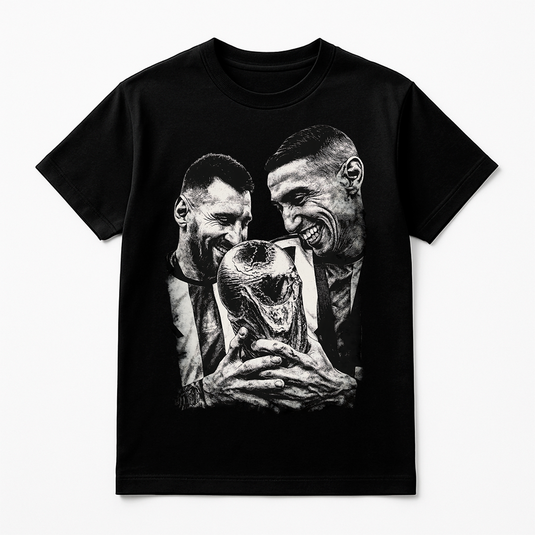Halftone Lab - Argentina Messi / DiMaria MON027 - Black Tee