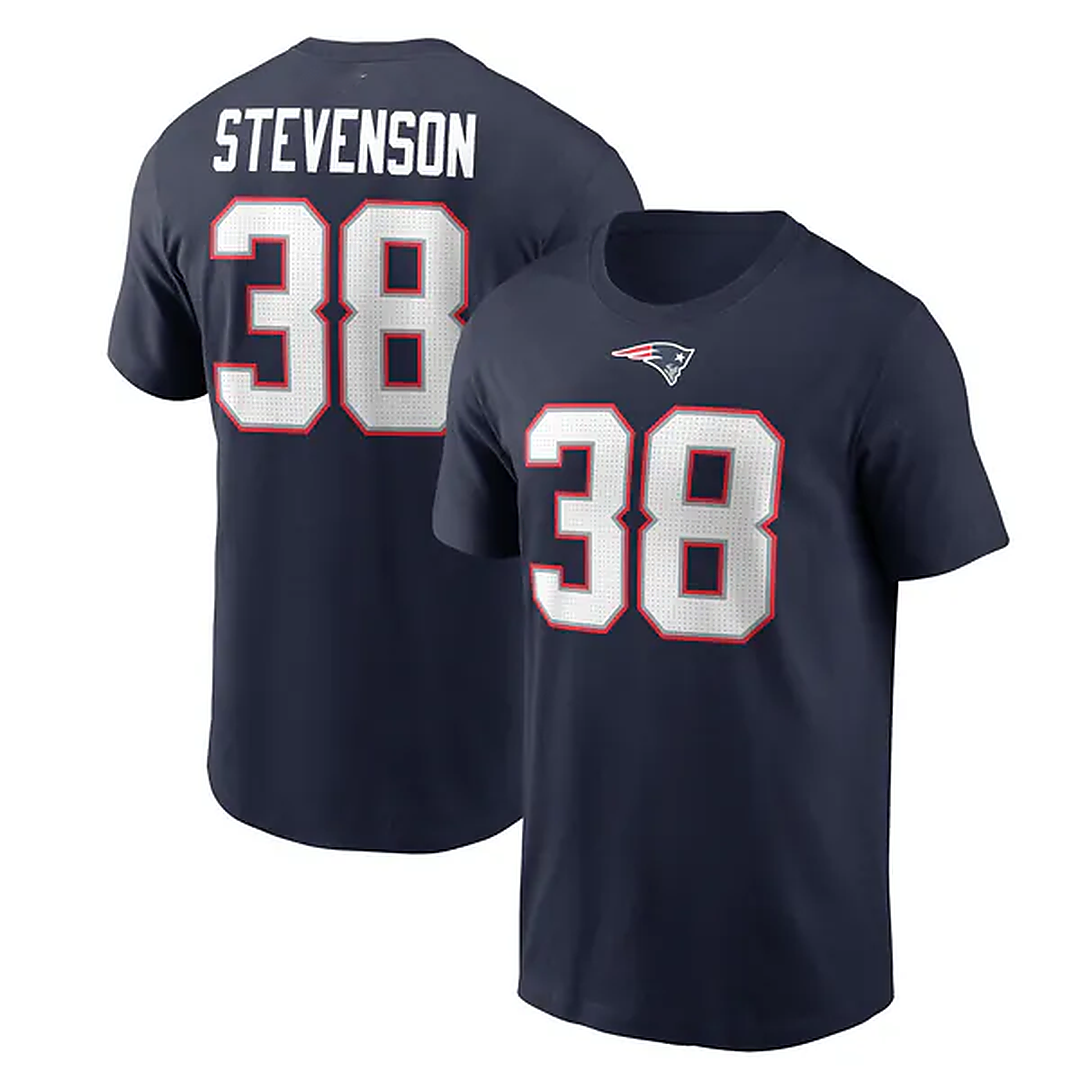 Rhamondre Stevenson New England Patriots Name & Number T-Shirt - Navy Blue