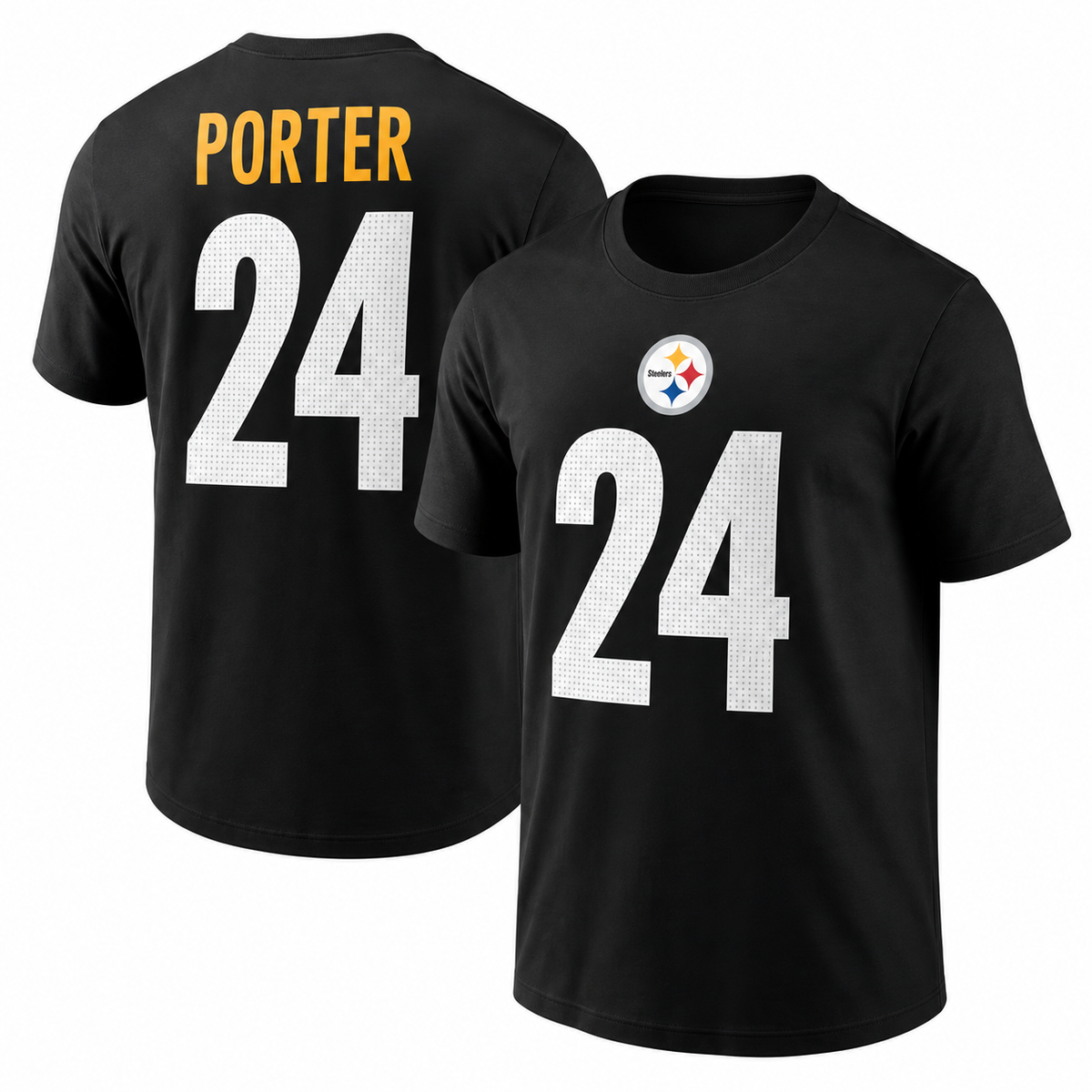 Joe Porter Jr. Pittsburgh Steelers Player Name & Number T-Shirt - Black
