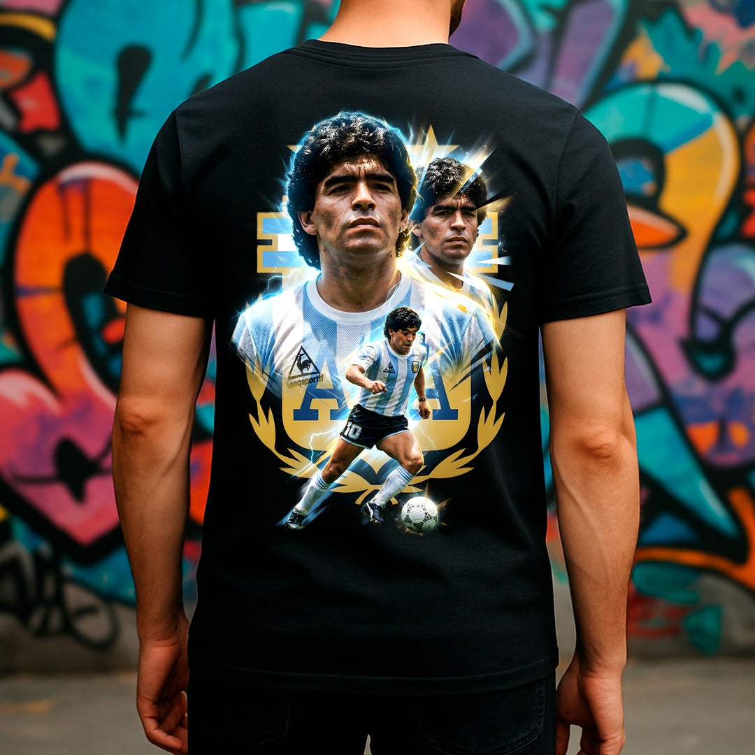 Halftone Lab - Argentina Maradona World Cup Legend T-Shirt - Black