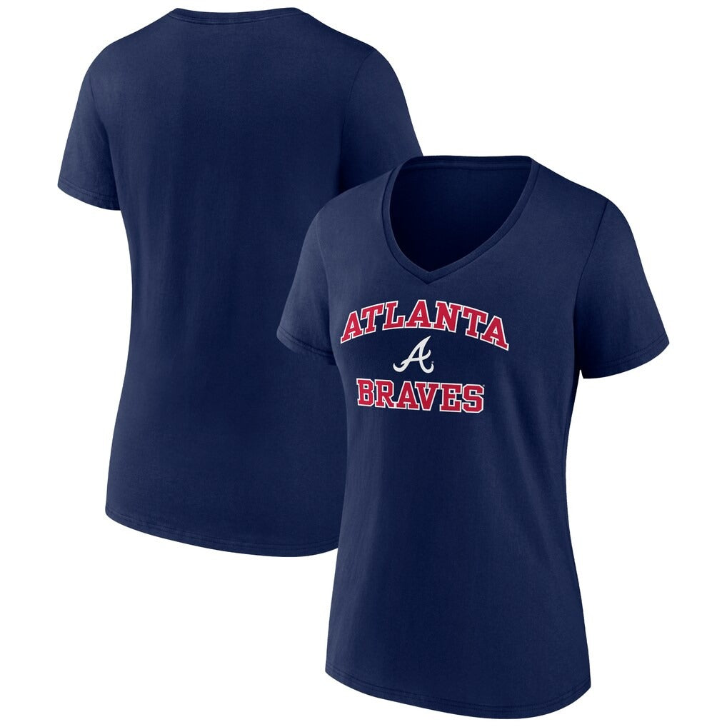 Atlanta Braves Women's Heart and Soul V-Neck T-Shirt - Navy