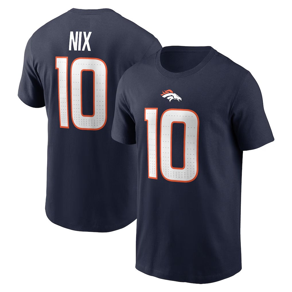 Bo Nix Denver Broncos Player Name & Number T-Shirt - Navy