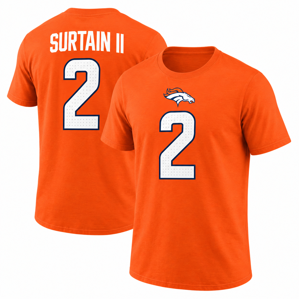 Patrick Surtain II Denver Broncos Player Name & Number T-Shirt - Orange