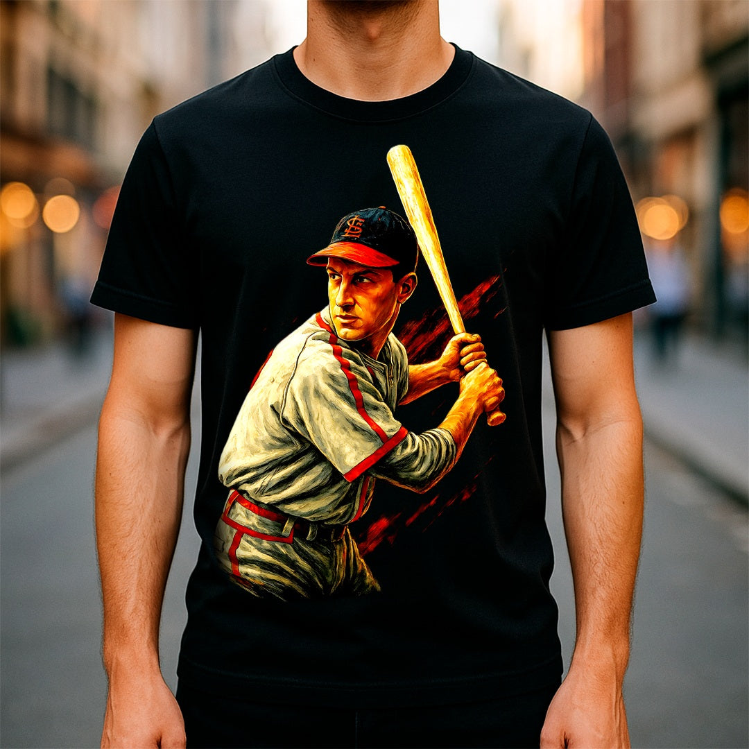 Halftone Lab - MLB Legends St Louis Cardinals Stan Musial 04 - Black Tee