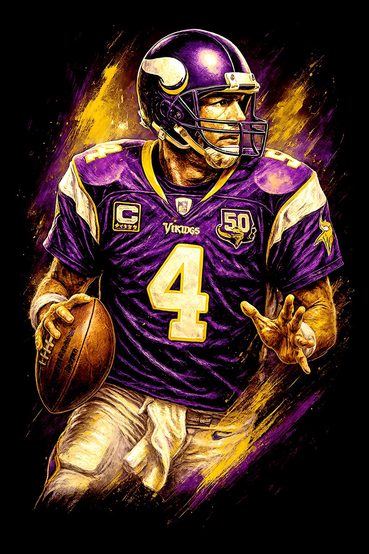 Halftone Lab - Minnesota Vikings Brett Favre NFL034 - Black Tee