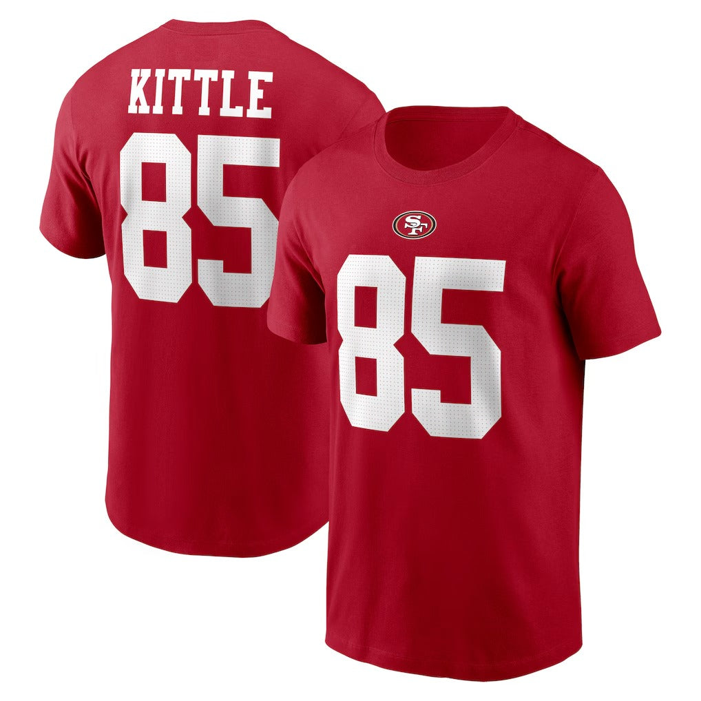 George Kittle San Francisco 49ers Player Name & Number T-Shirt - Scarlet