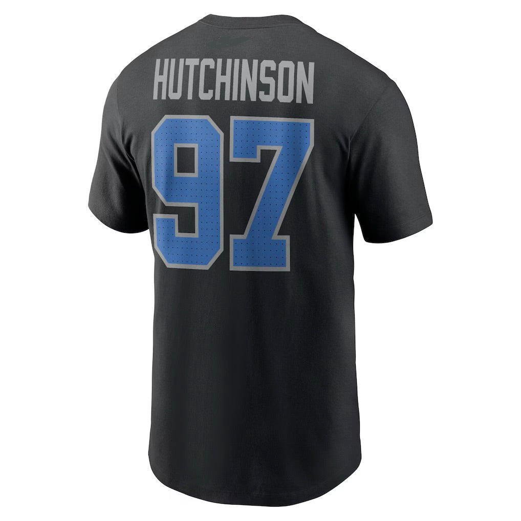 Aidan Hutchinson Detroit Lions Player Name & Number T-Shirt - Black