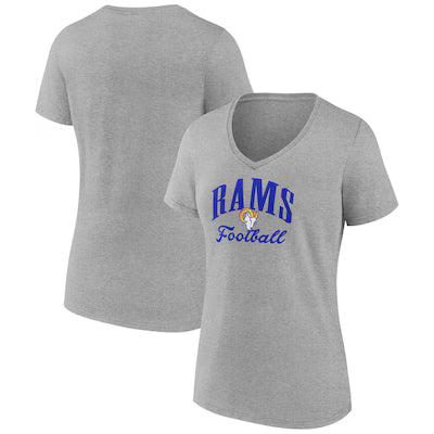 Los Angeles Rams Women's Victory Script Team V-Neck T-Shirt - Heathered Gray