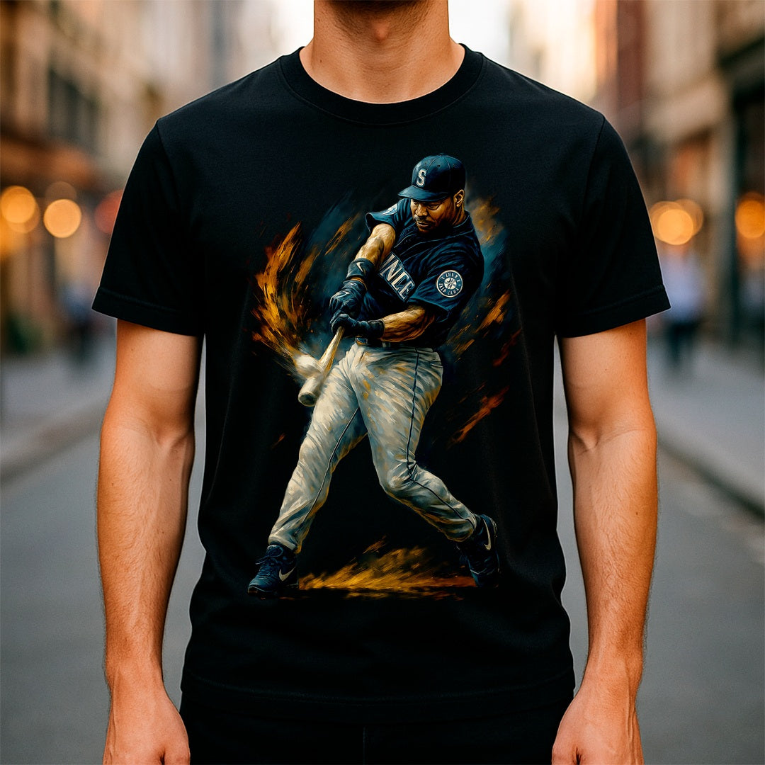 Halftone Lab - MLB Legends Seattle Mariners Ken Griffey Jr 03 - Black Tee