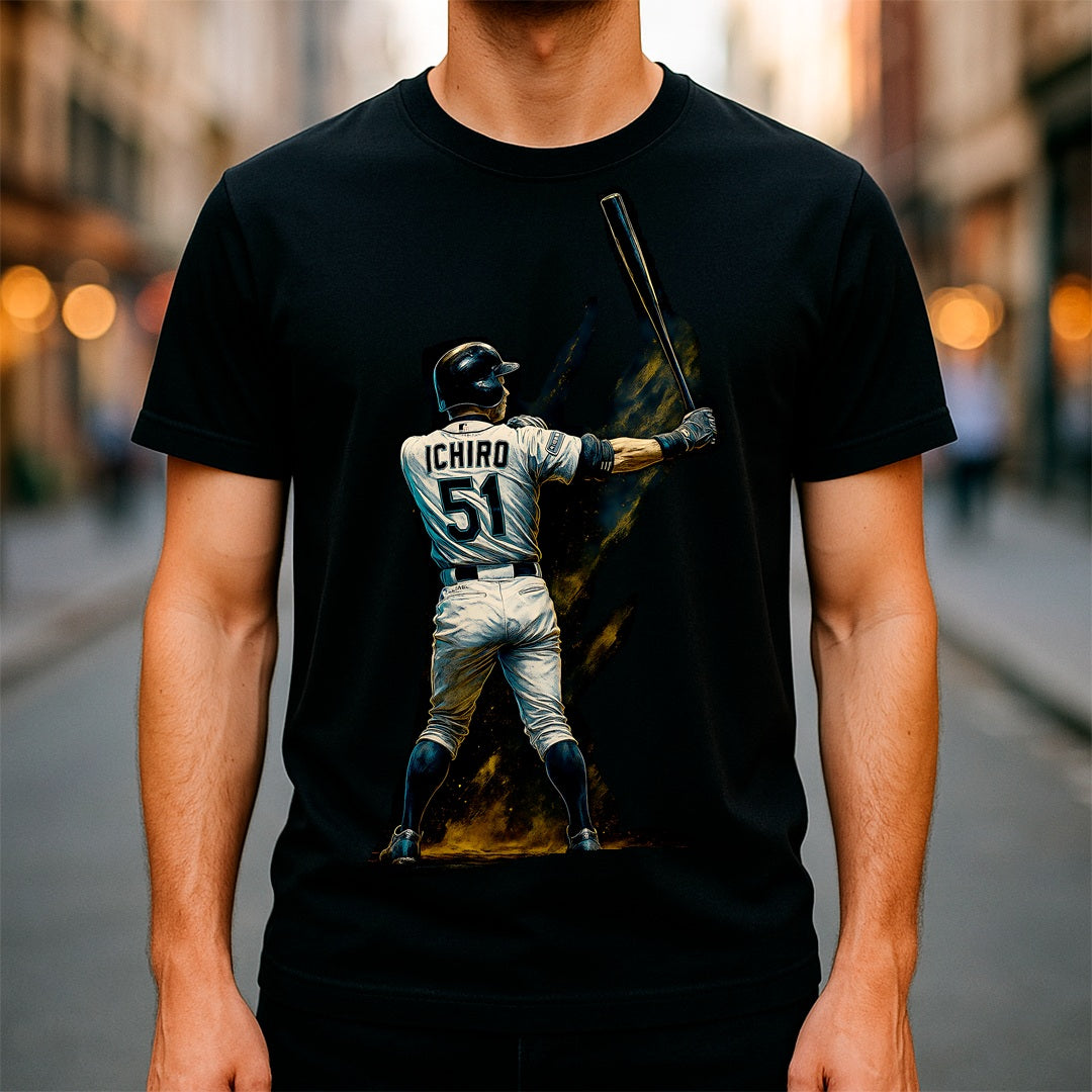 Halftone Lab - MLB Legends Seattle Mariners Ichiro Suzuki 04 - Black Tee