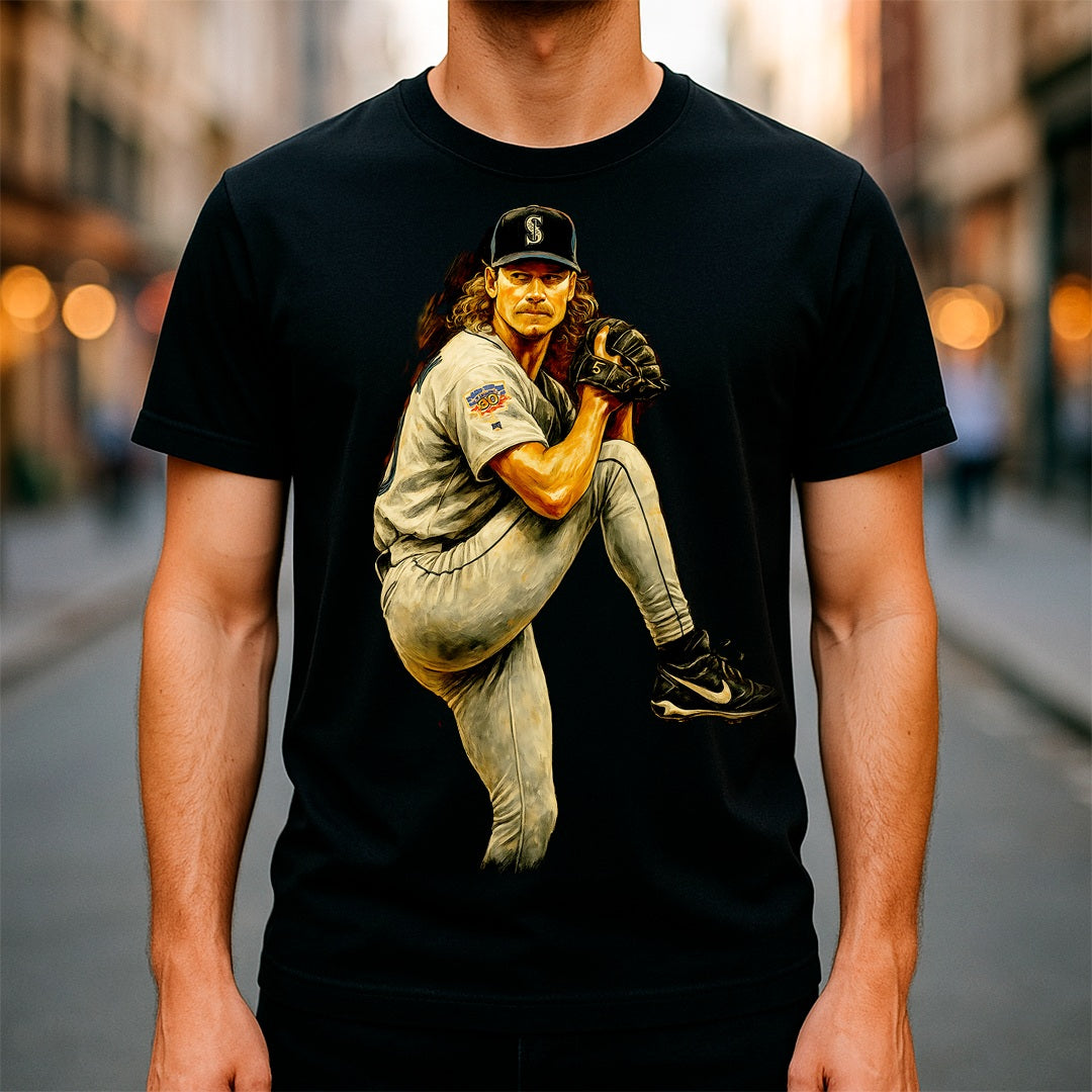 Halftone Lab - MLB Legends Seattle Mariners Randy Johnson 03 - Black Tee