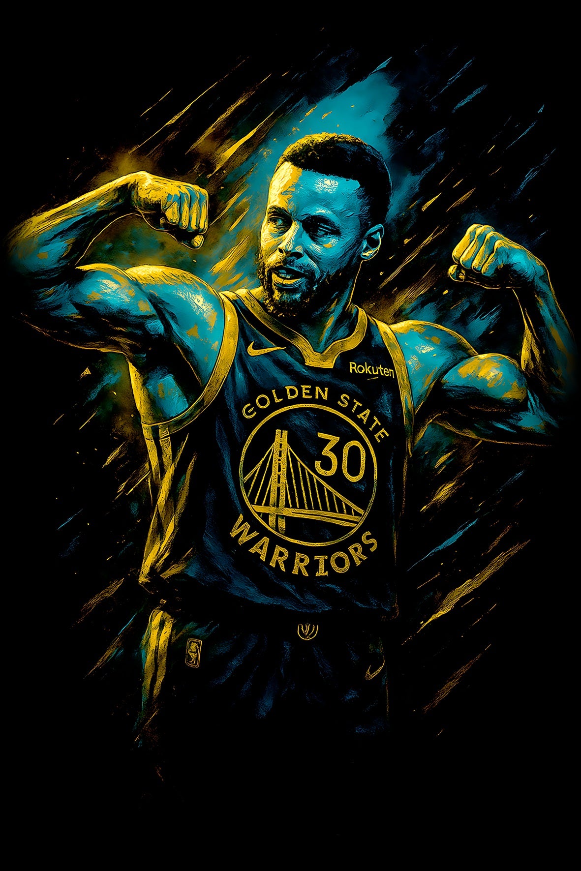 Halftone Lab - Golden State Warriors Stephen Curry NBA006 - Black Tee