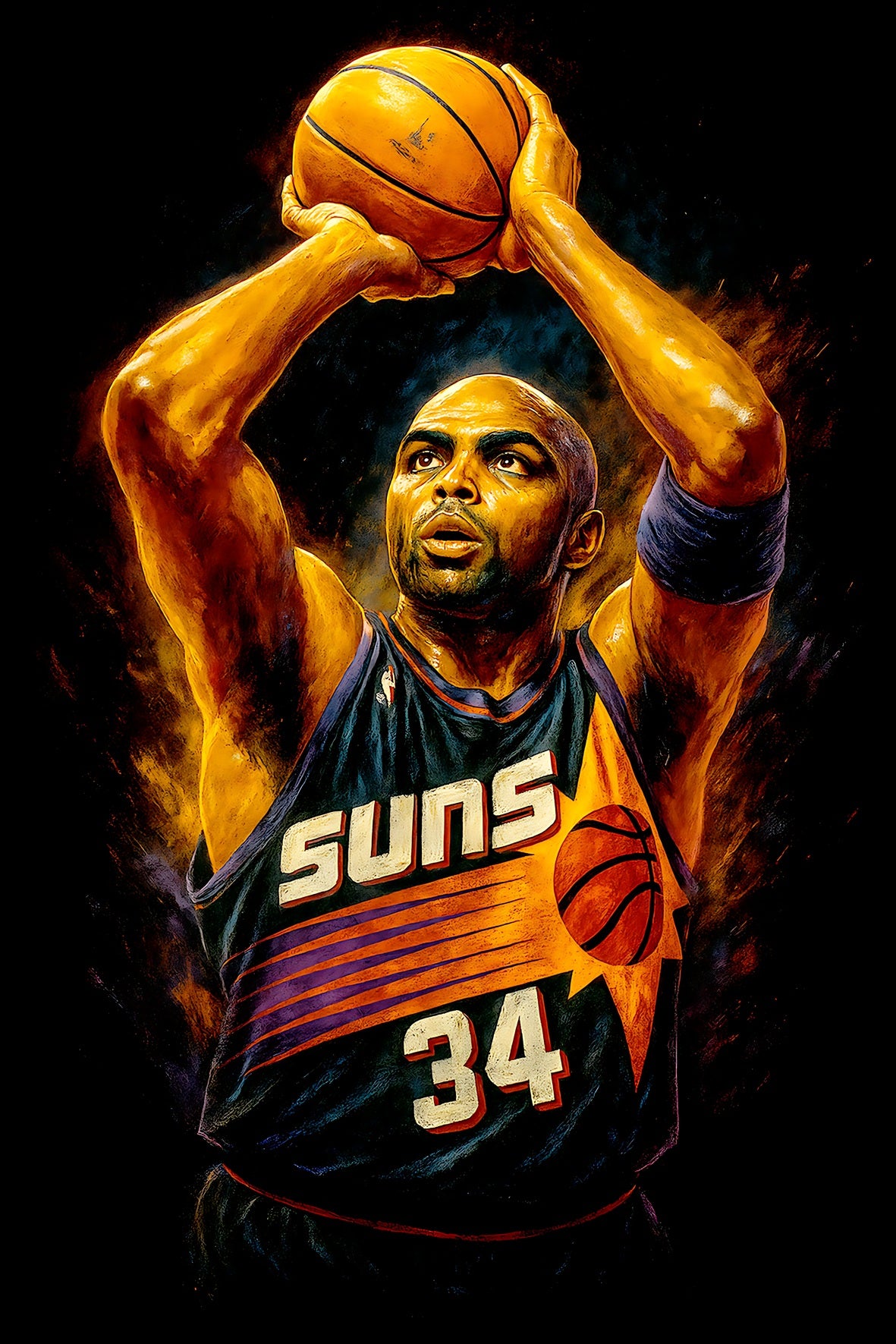 Halftone Lab - Phoenix Suns Charles Barkley NBA059 - Black Tee
