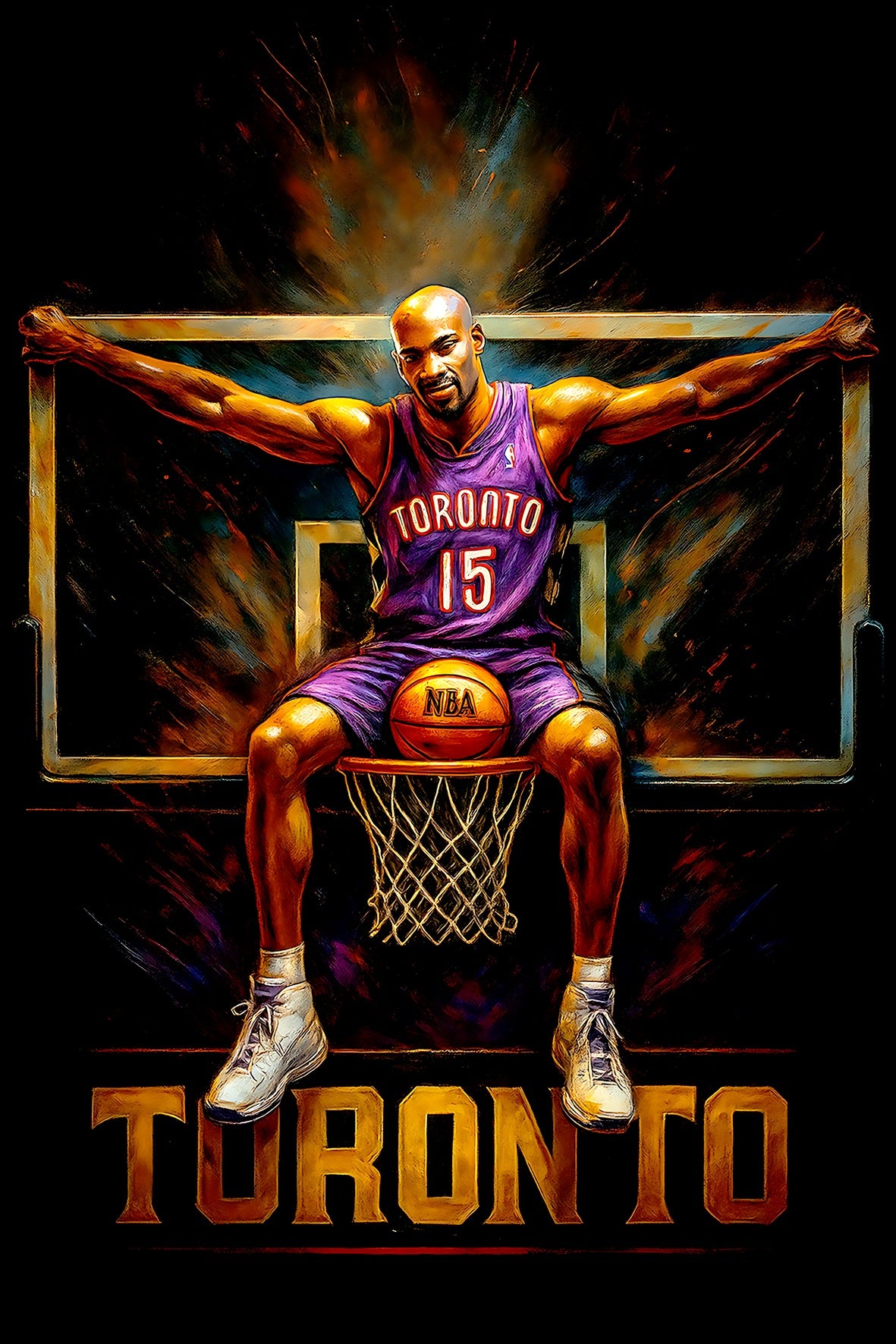Halftone Lab - Toronto Raptors Vince Carter NBA094 - Black Tee