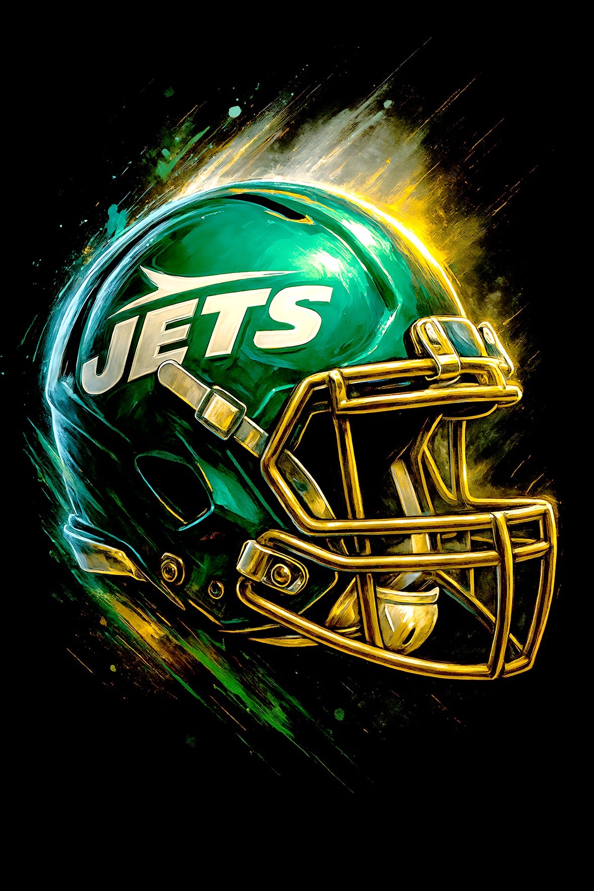 Halftone Lab - New York Jets Helmet NFL026 - Black Tee