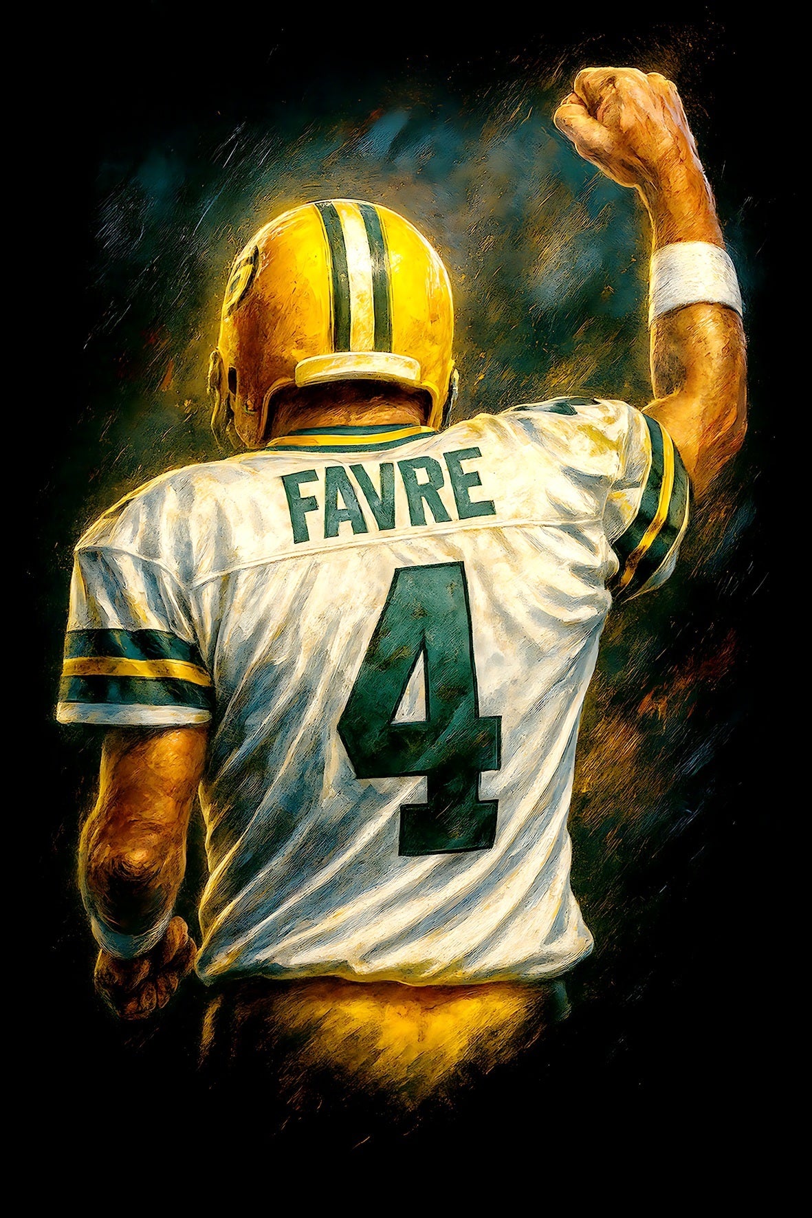 Halftone Lab - Green Bay Packers Brett Favre NFL036 - Black Tee