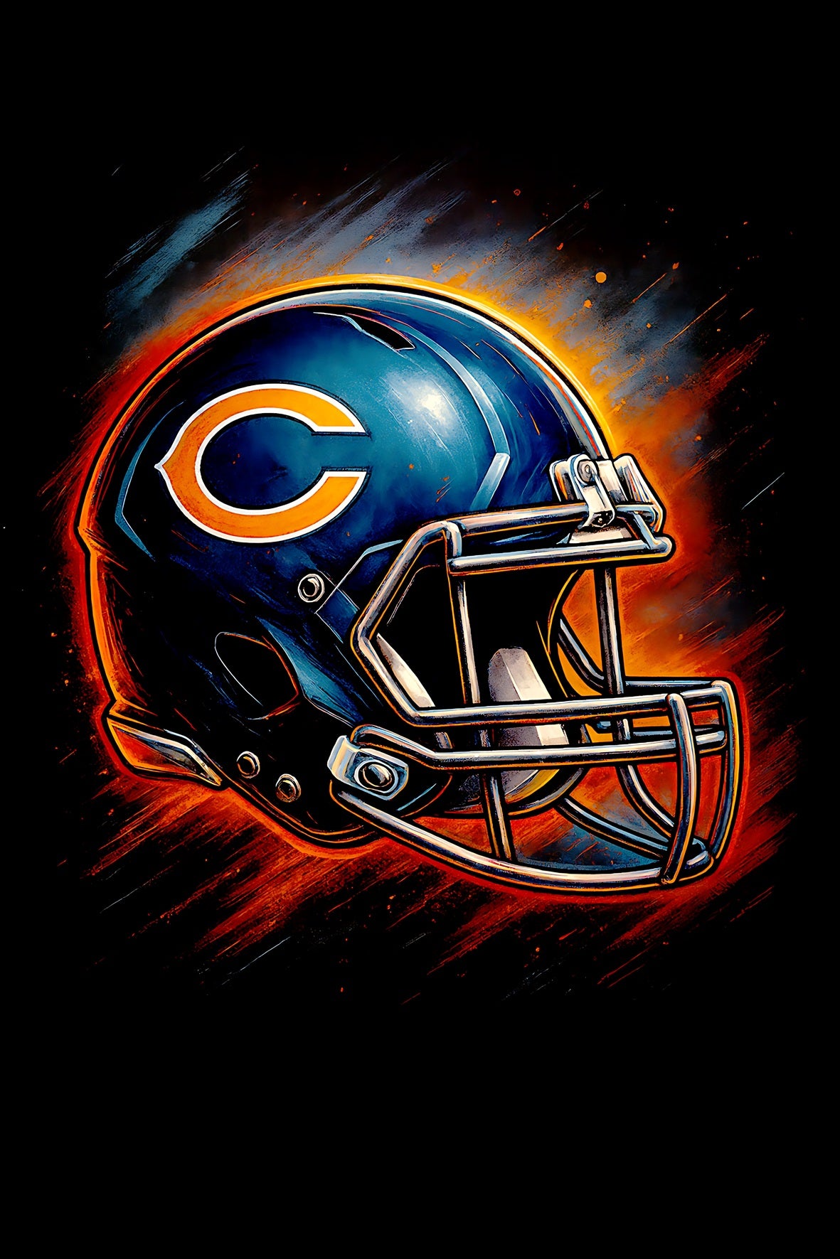 Halftone Lab - Chicago Bears Helmet NFL037 - Black Tee