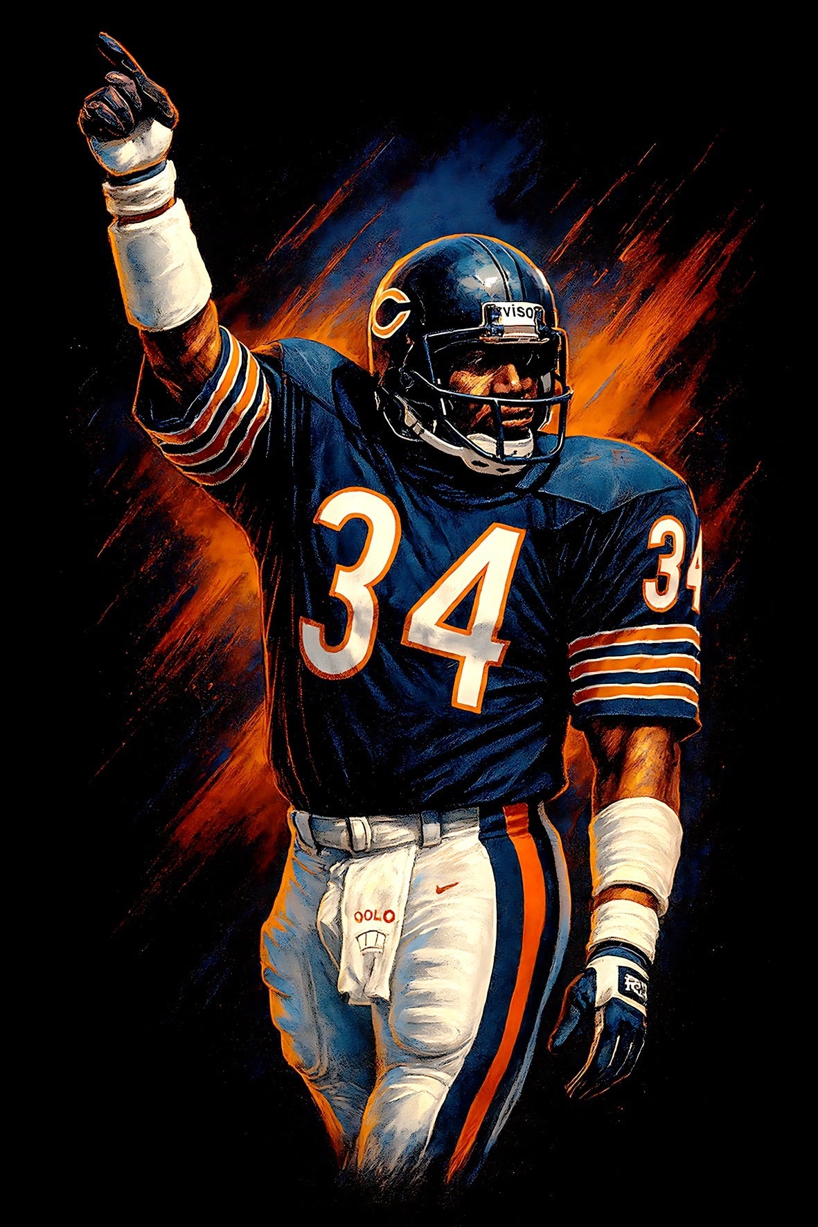 Halftone Lab - Chicago Bears Walter Payton NFL042 - Black Tee