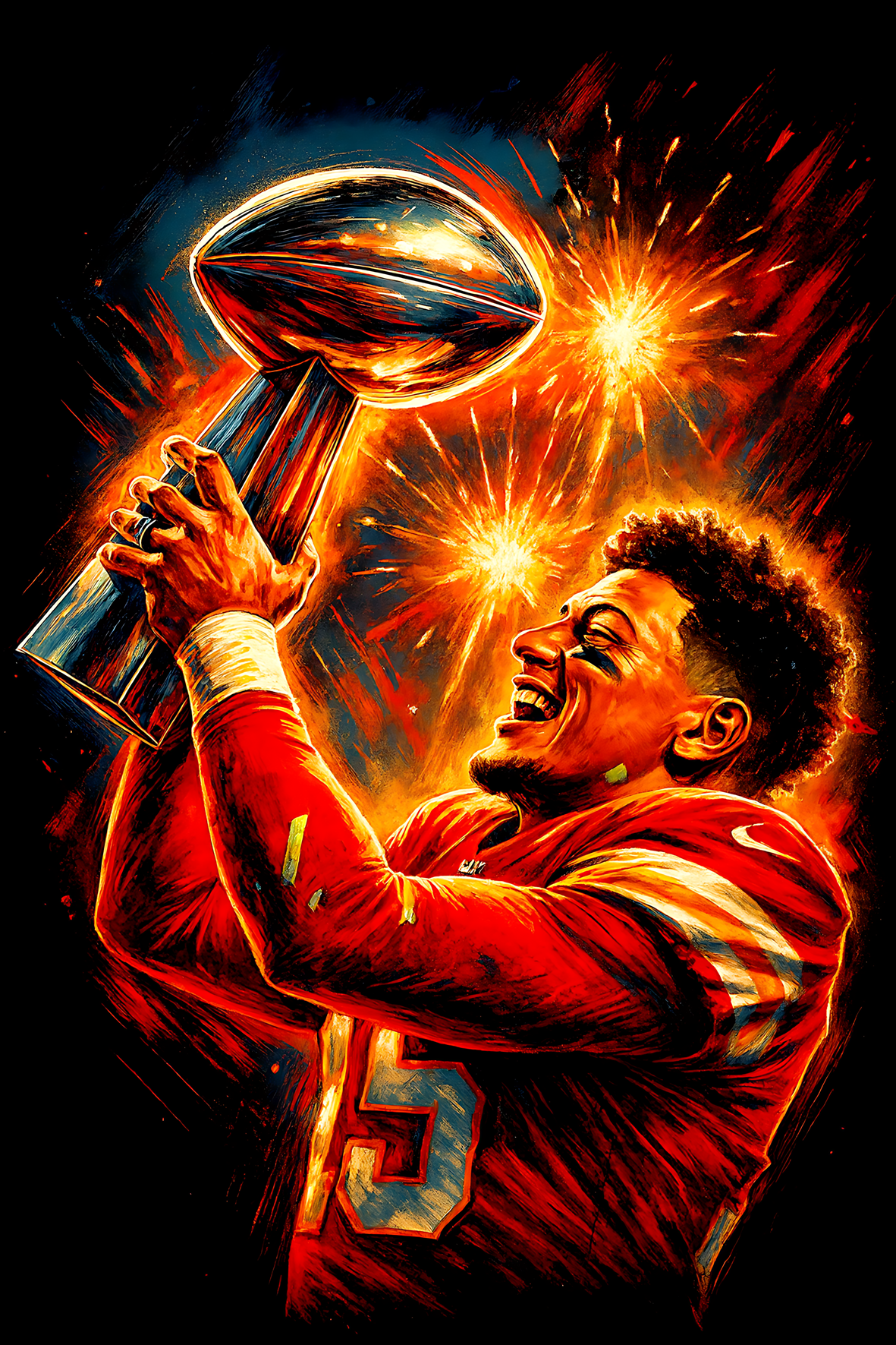 Halftone Lab - Kansas City Chiefs Patrick Mahomes NFL062 - Black Tee