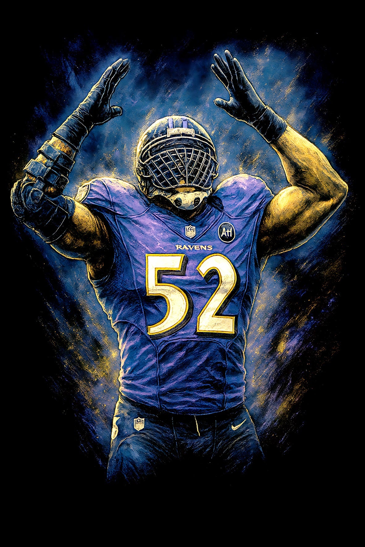 Halftone Lab - Baltimore Ravens Ray Lewis NFL073 - Black Tee