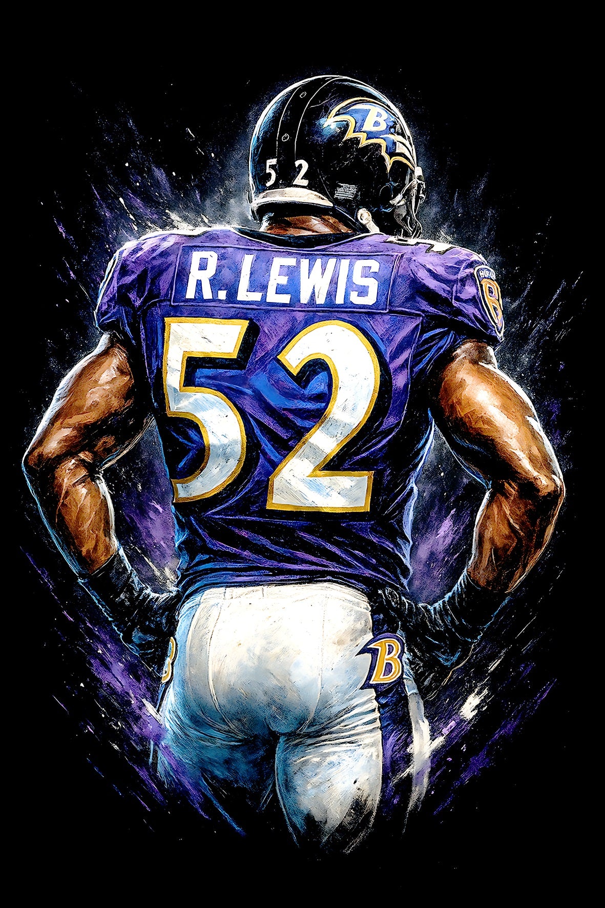 Halftone Lab - Baltimore Ravens Ray Lewis NFL074 - Black Tee