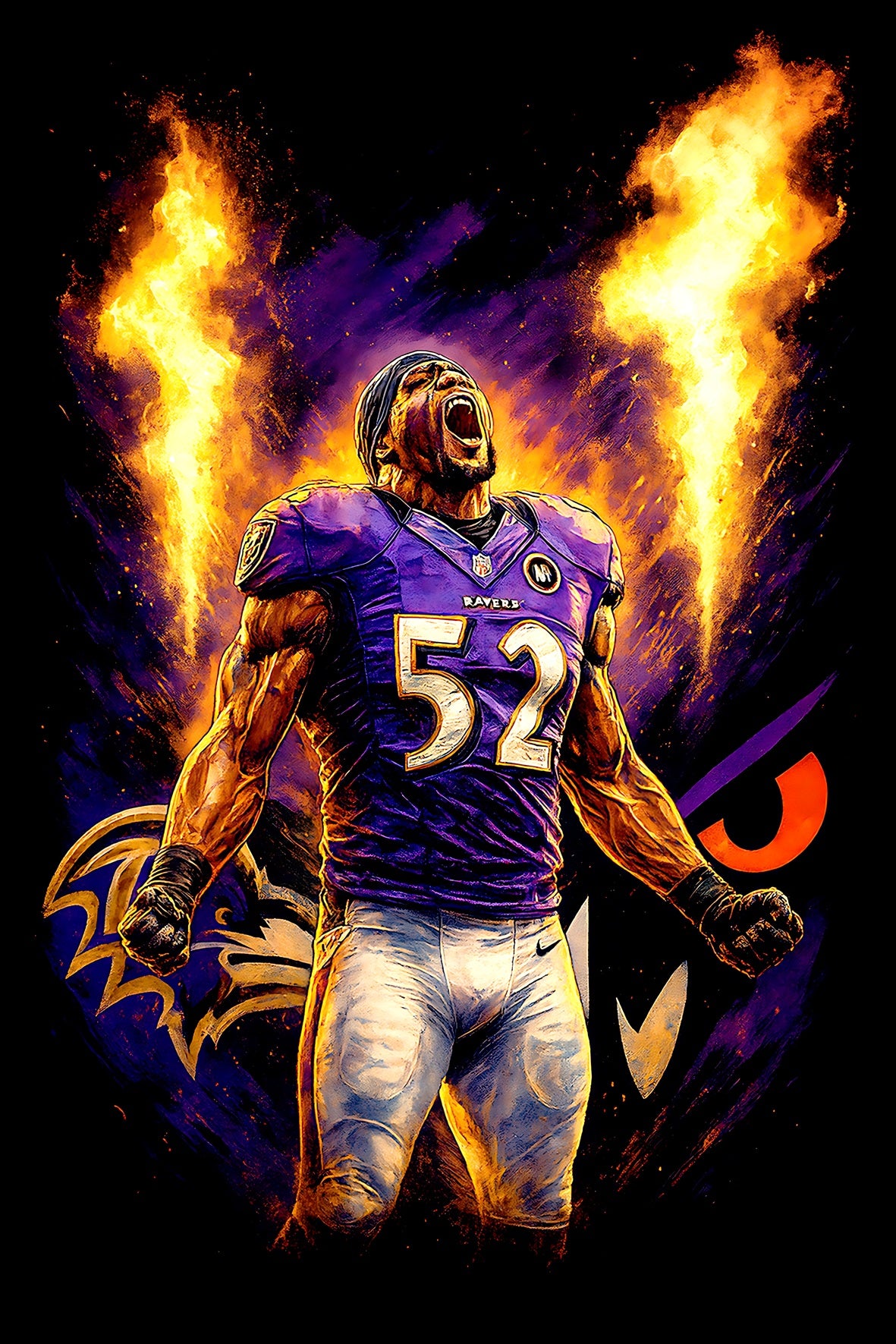 Halftone Lab - Baltimore Ravens Ray Lewis NFL075 - Black Tee