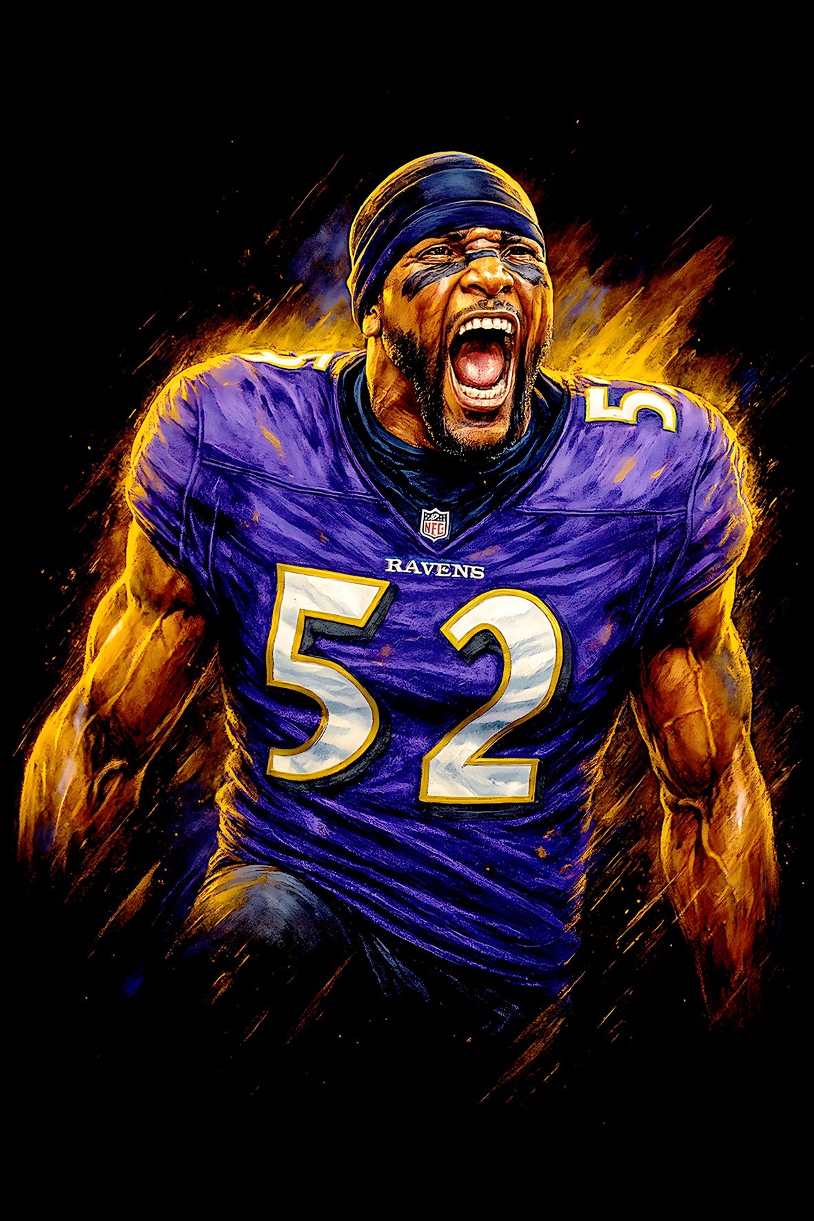 Halftone Lab - Baltimore Ravens Ray Lewis NFL076 - Black Tee