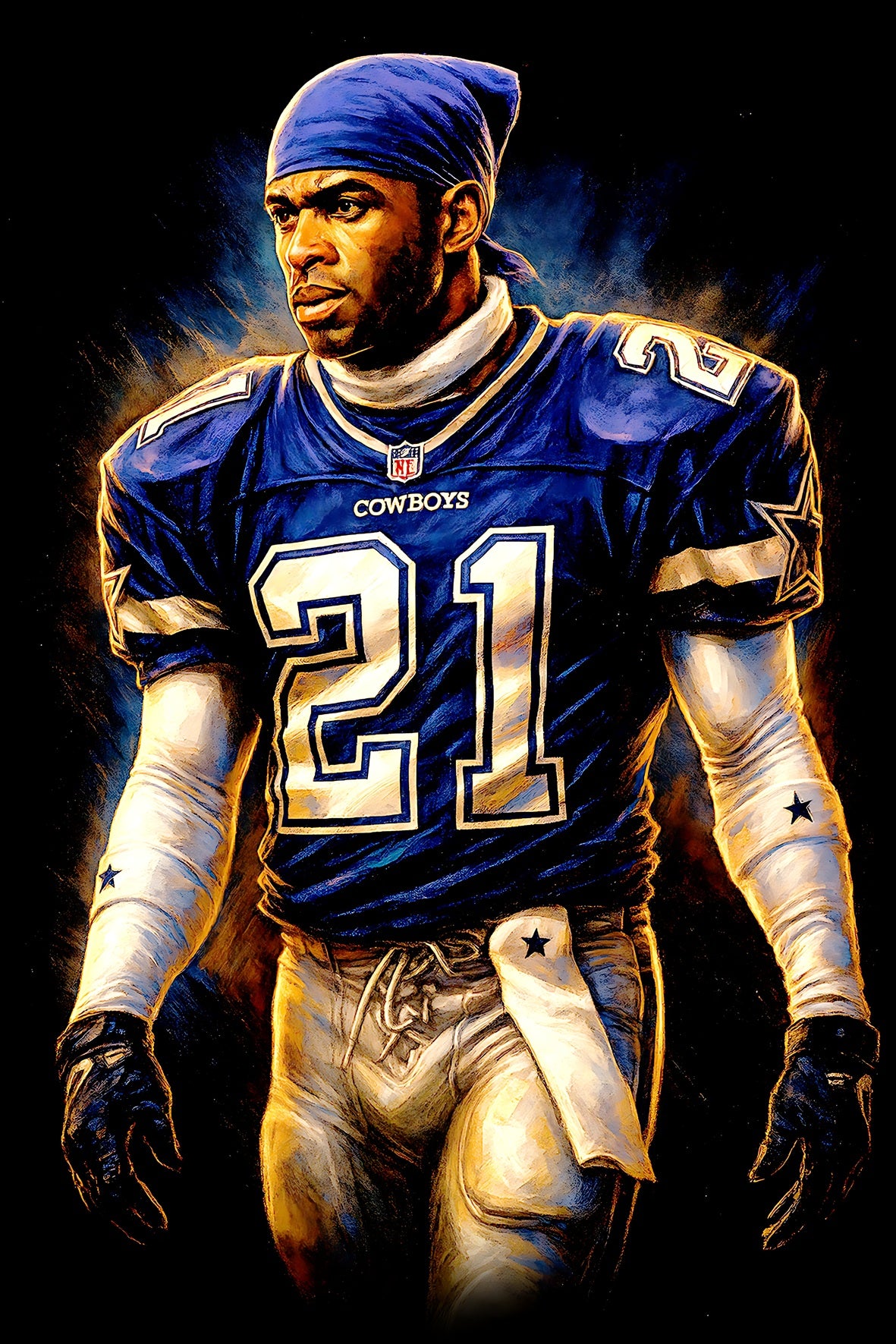 Halftone Lab - Dallas Cowboys Deion Sanders NFL082 - Black Tee