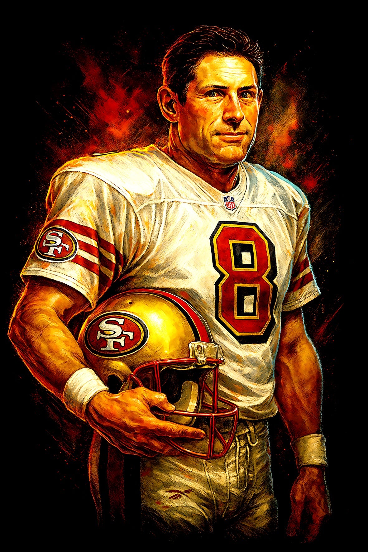 Halftone Lab - San Francisco 49ers Steve Young NFL103 - Black Tee