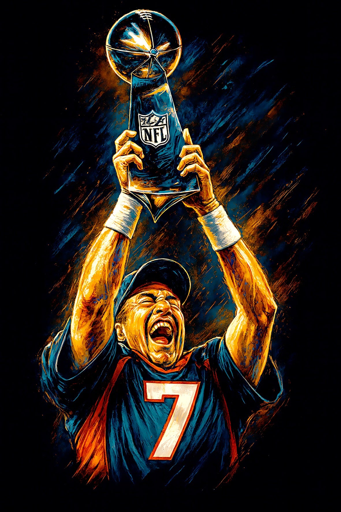 Halftone Lab - Denver Broncos John Elway NFL105 - Black Tee