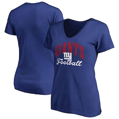New York Giants Women's Victory Script V-Neck T-Shirt -Royal