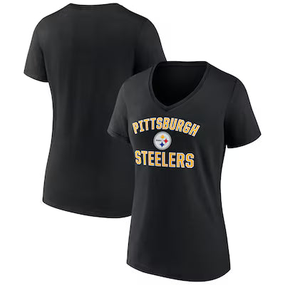 Pittsburgh Steelers Women's Victory Arch Team V-Neck T-Shirt - Black