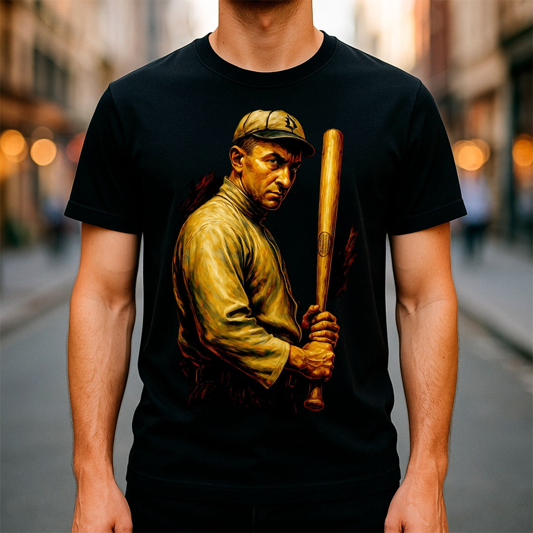 Halftone Lab - MLB Legends Detroit Tigers Ty Cobb 04 - Black Tee