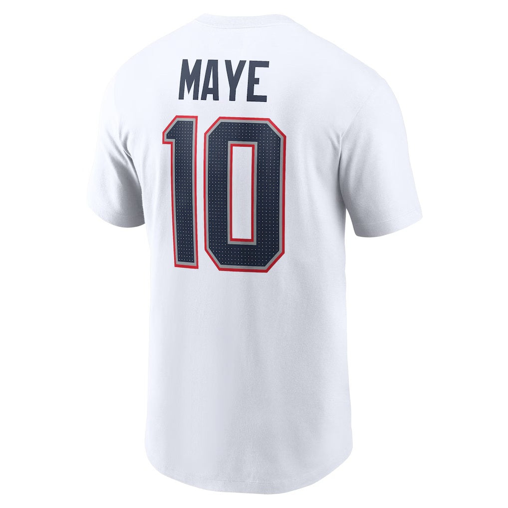 Drake Maye New England Patriots Icon Player Name & Number T-Shirt - White