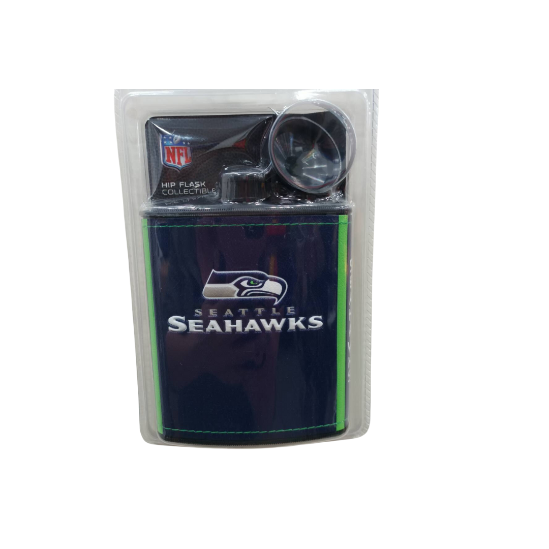 PLASTIC HIP FLASK WITH LOGO NFL SEAHAWKS 7OZ TEAM COLOR