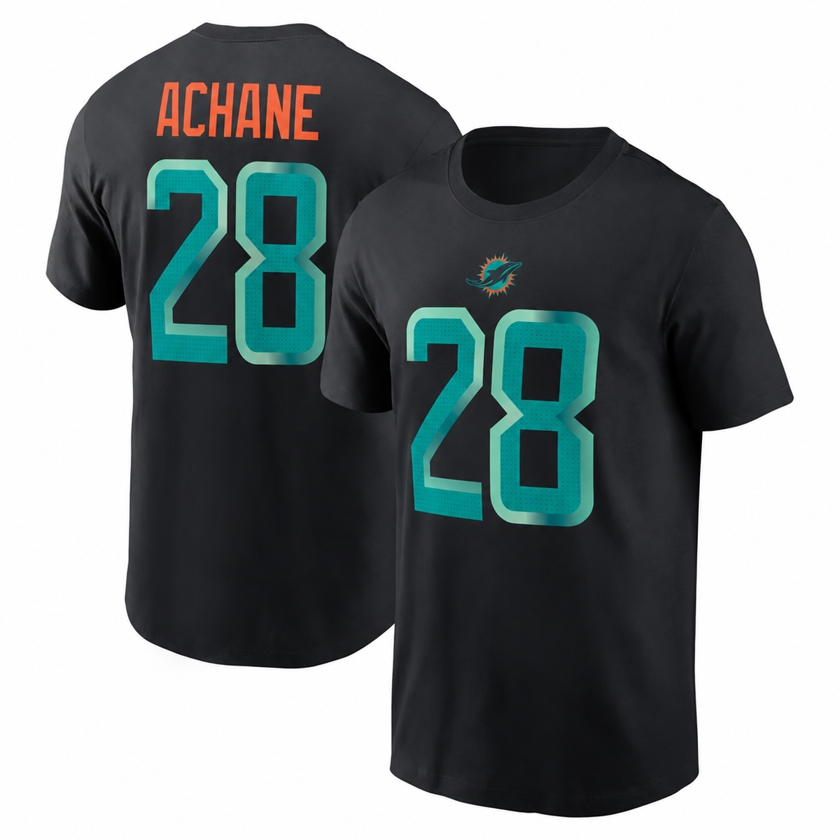 De'Von Achane- Miami Dolphins Name & Number T-Shirt - Black