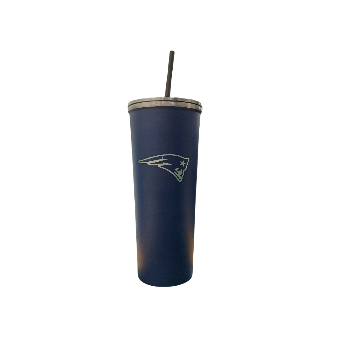 SKINNY TUMBLER WITH STRAW NFL PATRIOTS 24OZ TEAM COLOR