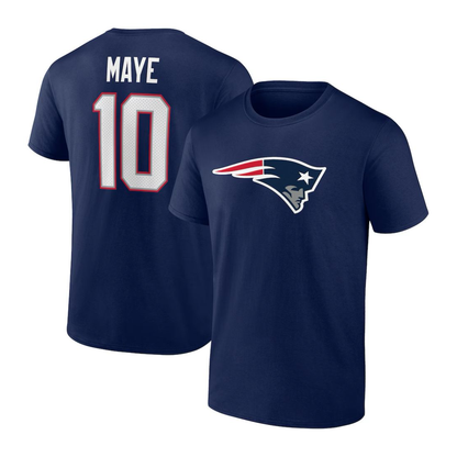 Drake Maye New England Patriots Icon Name & Number T-Shirt