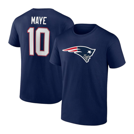 Drake Maye New England Patriots Icon Name & Number T-Shirt