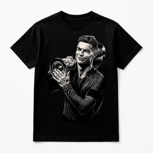 Halftone Lab -  Portugal Cristiano Ronaldo MON001 - Black Tee