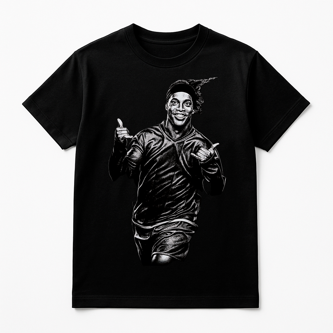 Halftone Lab -  Barcelona Ronaldinho MON002 - Black Tee