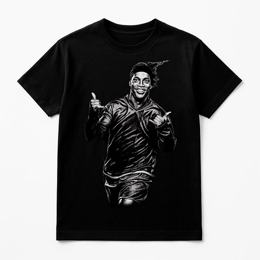 Halftone Lab -  Barcelona Ronaldinho MON002 - Black Tee