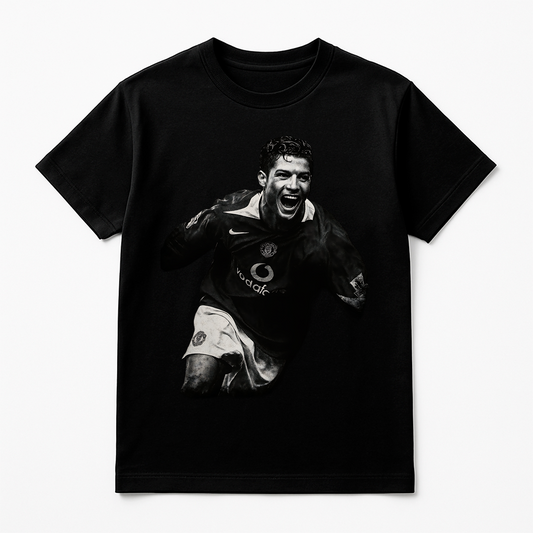 Halftone Lab - Manchester United Cristiano Ronaldo MON015 - Black Tee