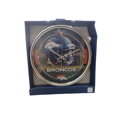 ROUND CHROME CLOCK NFL BRONCOS TEAM COLOR