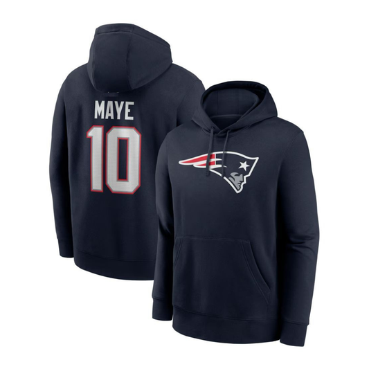 Drake Maye New England Patriots Name & Number Hoodie - Navy