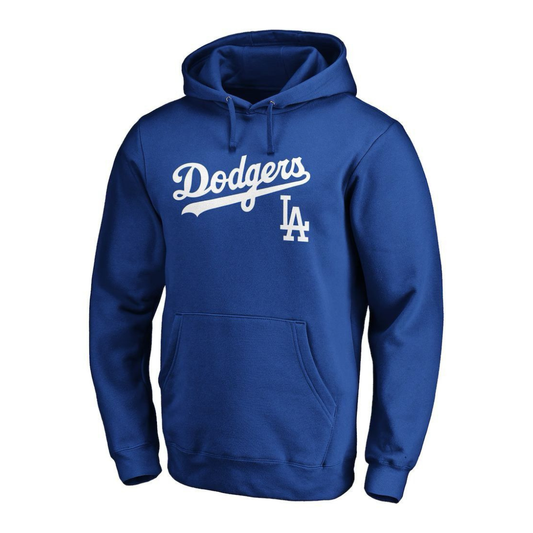 Los Angeles Dodgers Team Lock Up Wordmark Pullover Hoodie - Royal Blue