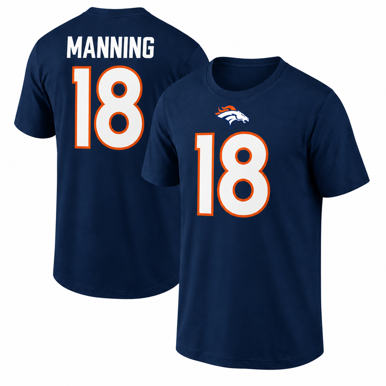 Payton Manning Denver Broncos Retro Player Name & Number T-Shirt - Navy