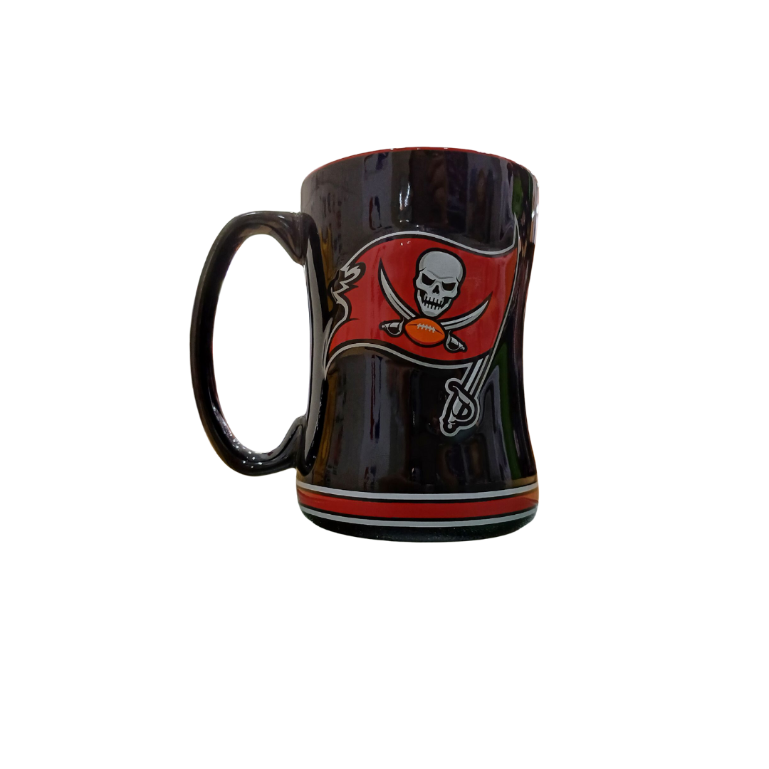 COFFEE MUG SCULPTED RELIEF SRM NFL BUCCANEERS 14OZ TEAM COLOR